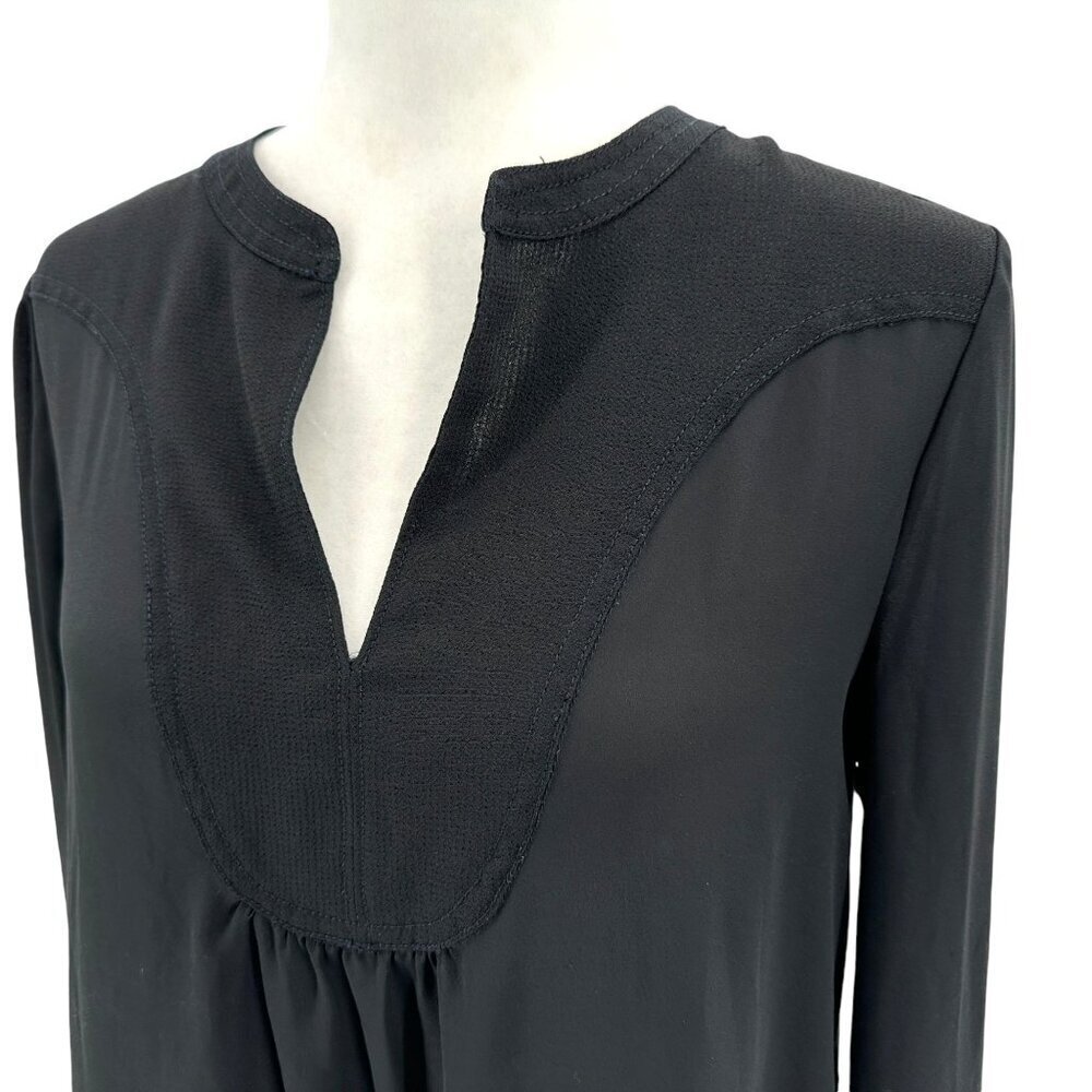 Anthropologie HD In Paris Black V-Neck Blouse Top Womens 6 - Picture 2 of 9